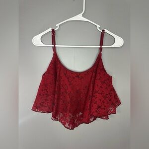 Full Tilt  Elegant Red Lace Women's built in bra CropTop